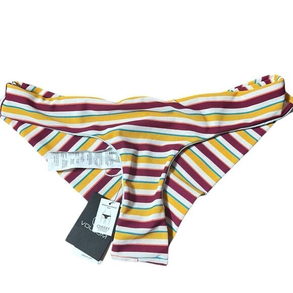 Volcom stripe while haute cheekini bikini bottom Medium new swim summer vacation - Picture 2 of 4
